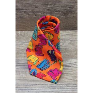 Gap vintage men's 90s Y2K novelty print Italian silk‎ tie